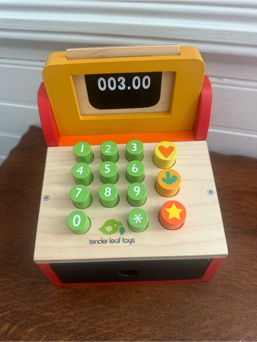 Tender Leaf Toys Wooden Cash Register - Yellow, Red, Green